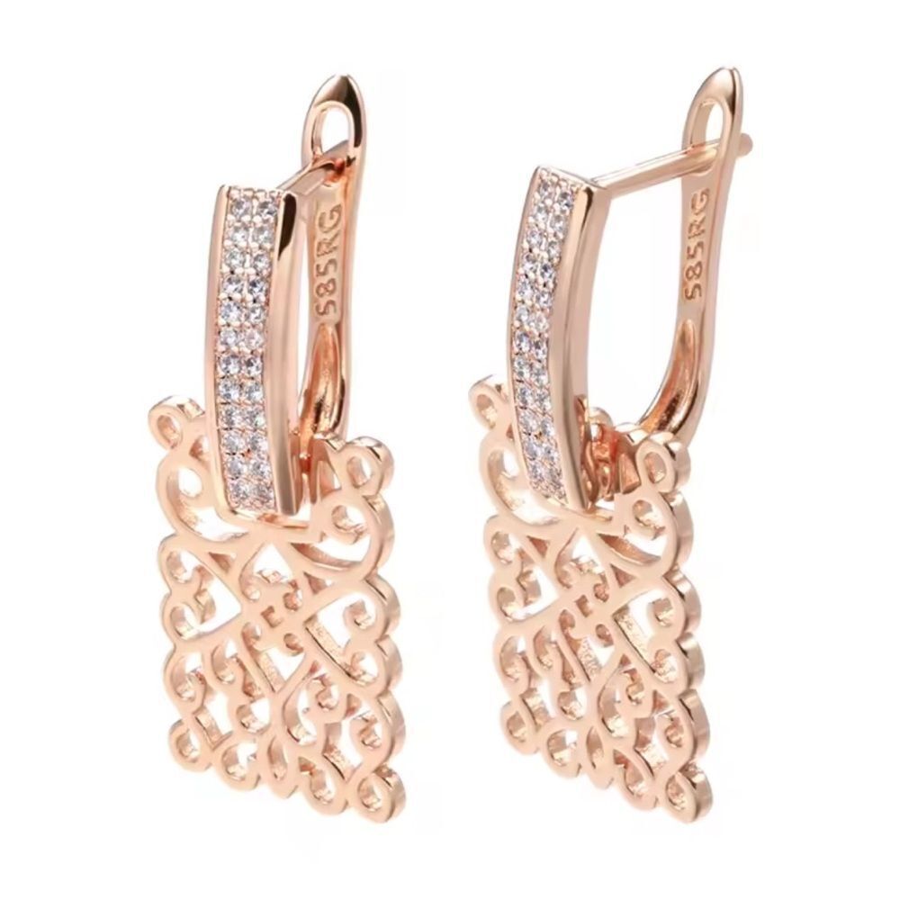 Rose Gold Earrings with Diamond Crystal Accents